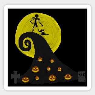 painted nightmare before christmas (silhouettes in the moonlight) Sticker